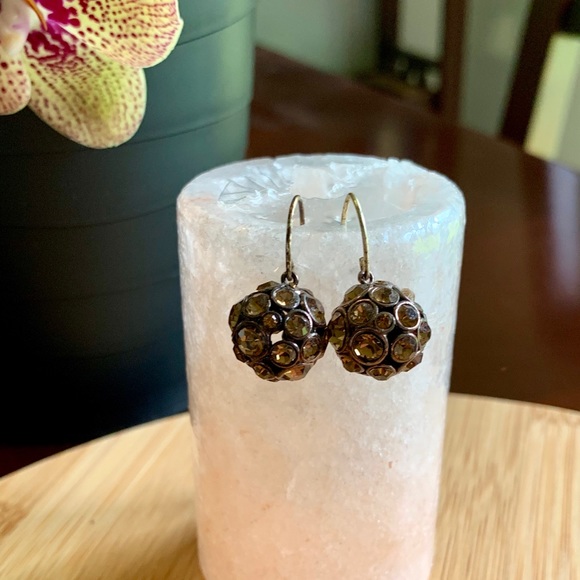 Bronze and brown stone cluster earrings - Picture 2 of 3